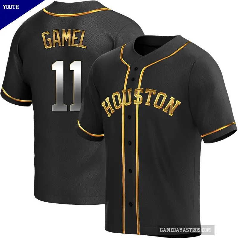 Youth No.11 Ben Gamel Houston Astros Gold Game Replica Black en Alternate Jersey