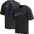 Youth No.11 Denis Menke Houston Astros Black Replica Holographic Alternate Jersey