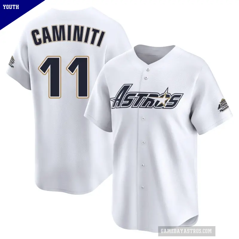 Youth No.11 Ken Caminiti Houston Astros White Limited Throwback Cooperstown Collection Jersey