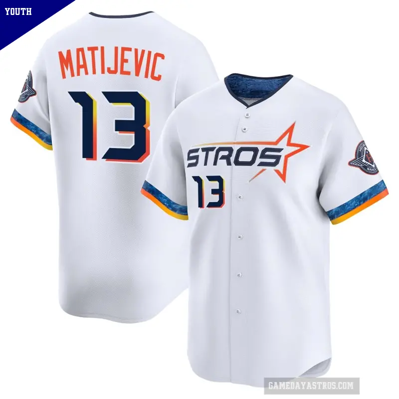 Youth No.13 J.J. Matijevic Houston Astros White Limited 2025 City Connect Jersey