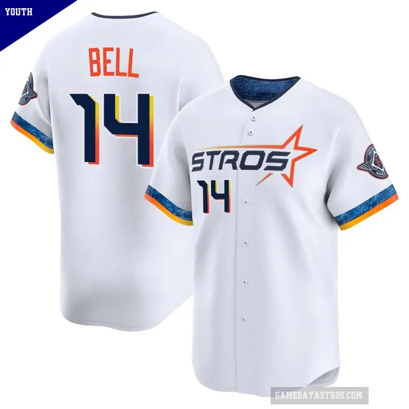 Youth No.14 Derek Bell Houston Astros White Limited 2025 City Connect Jersey