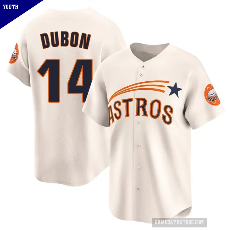 Youth No.14 Mauricio Dubon Houston Astros Cream Limited Throwback Cooperstown Collection Jersey