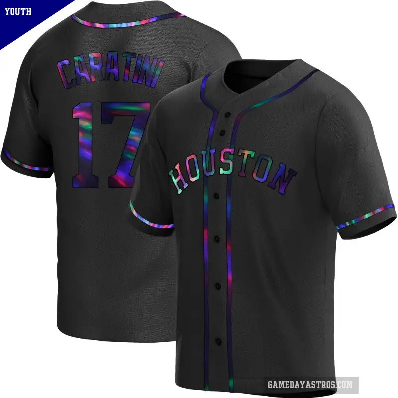 Youth No.17 Victor Caratini Houston Astros Black Replica Holographic Alternate Jersey