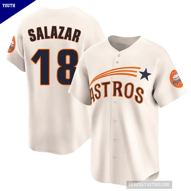 Youth No.18 Cesar Salazar Houston Astros Cream Limited Throwback Cooperstown Collection Jersey