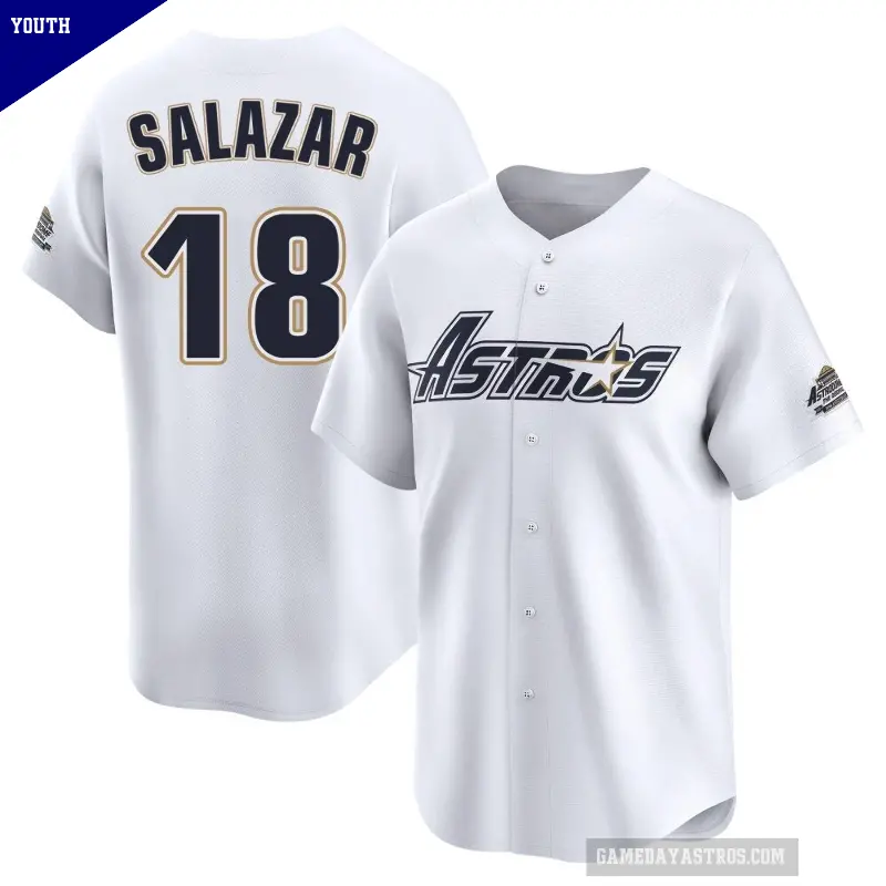 Youth No.18 Cesar Salazar Houston Astros White Limited Throwback Cooperstown Collection Jersey