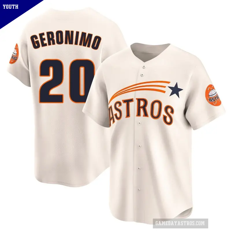 Youth No.20 Cesar Geronimo Houston Astros Cream Limited Throwback Cooperstown Collection Jersey