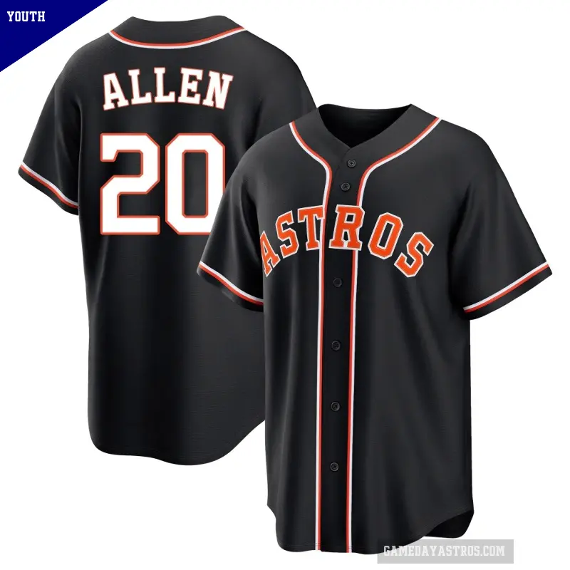 Youth No.20 Nick Allen Houston Astros Black Replica Fashion Out Jersey
