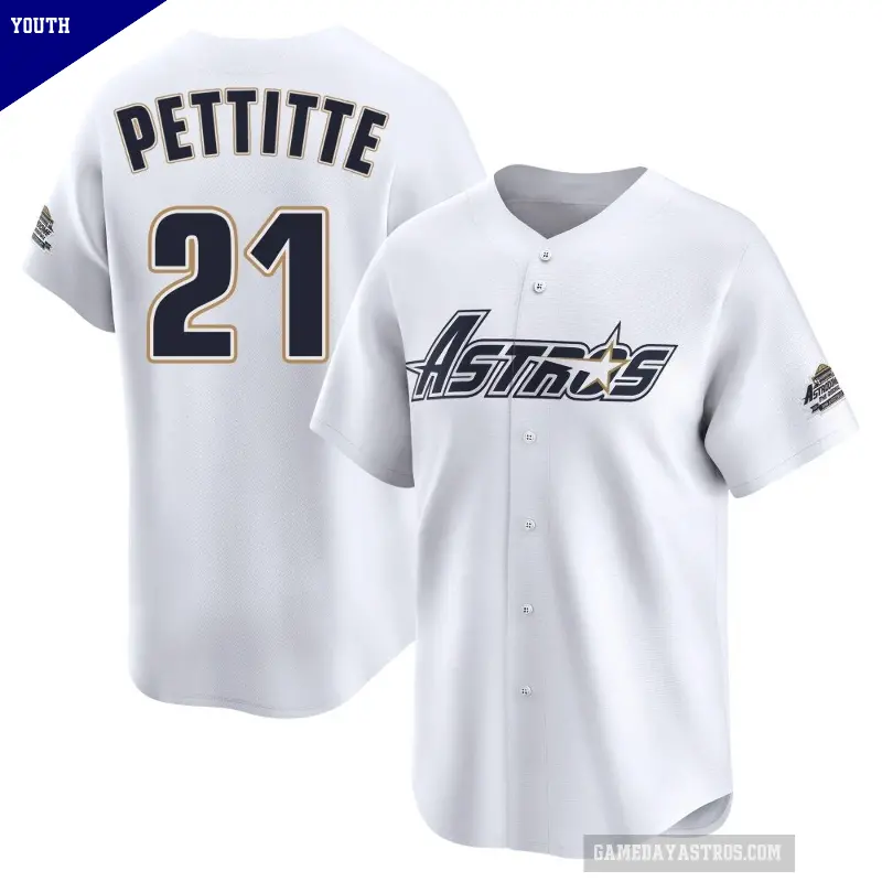 Youth No.21 Andy Pettitte Houston Astros White Limited Throwback Cooperstown Collection Jersey