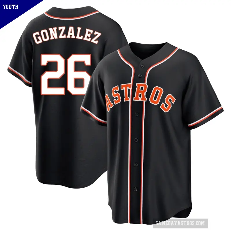 Youth No.26 Luis Gonzalez Houston Astros Black Replica Fashion Out Jersey