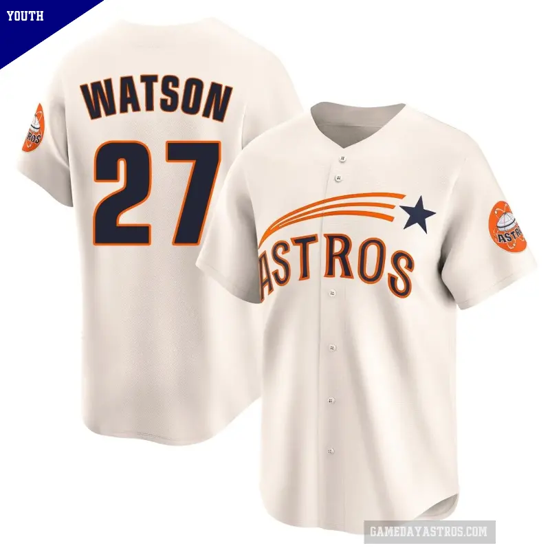 Youth No.27 Bob Watson Houston Astros Cream Limited Throwback Cooperstown Collection Jersey