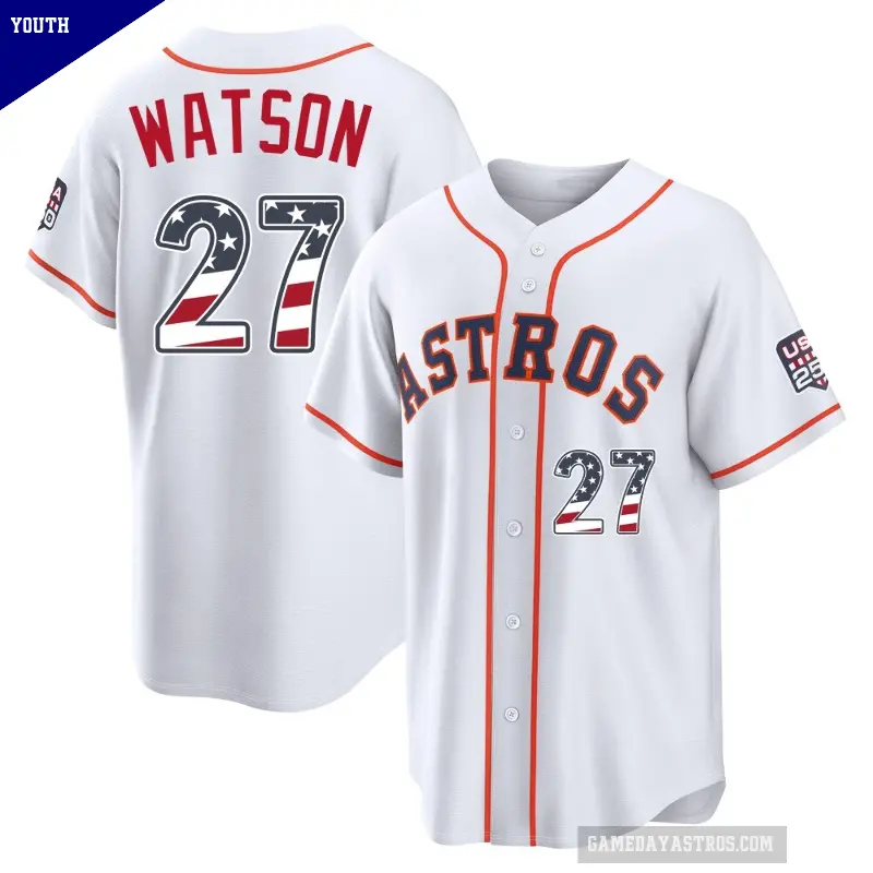 Youth No.27 Bob Watson Houston Astros White Limited USA 250 Fourth Of July Home Stadium Jersey
