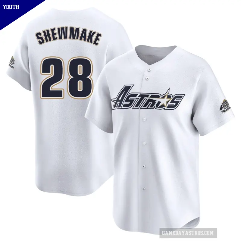 Youth No.28 Braden Shewmake Houston Astros White Limited Throwback Cooperstown Collection Jersey