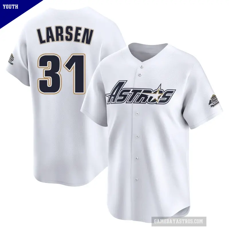 Youth No.31 Don Larsen Houston Astros White Limited Throwback Cooperstown Collection Jersey