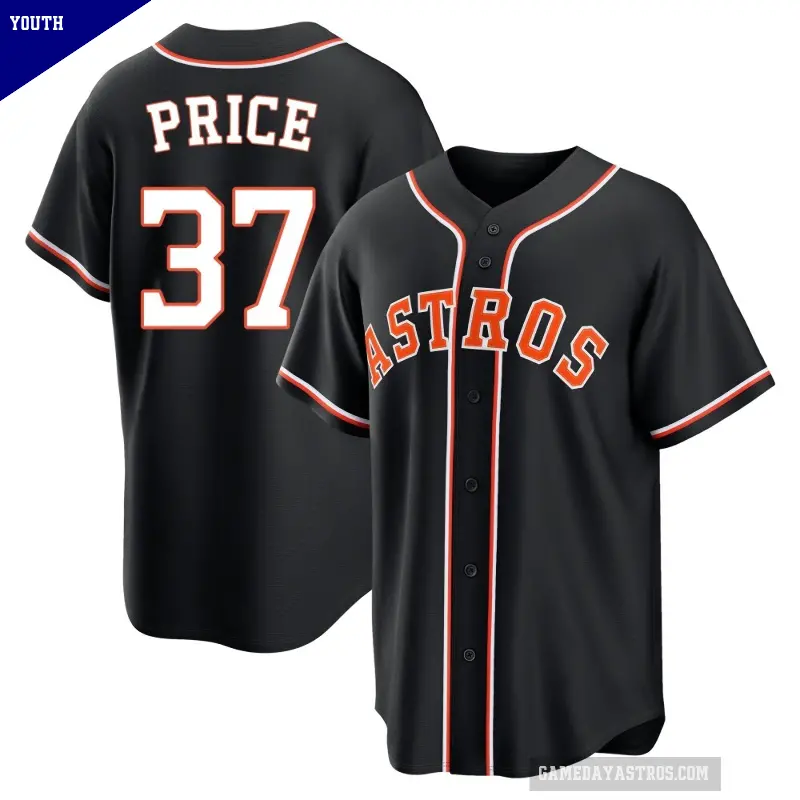 Youth No.37 Collin Price Houston Astros Black Replica Fashion Out Jersey