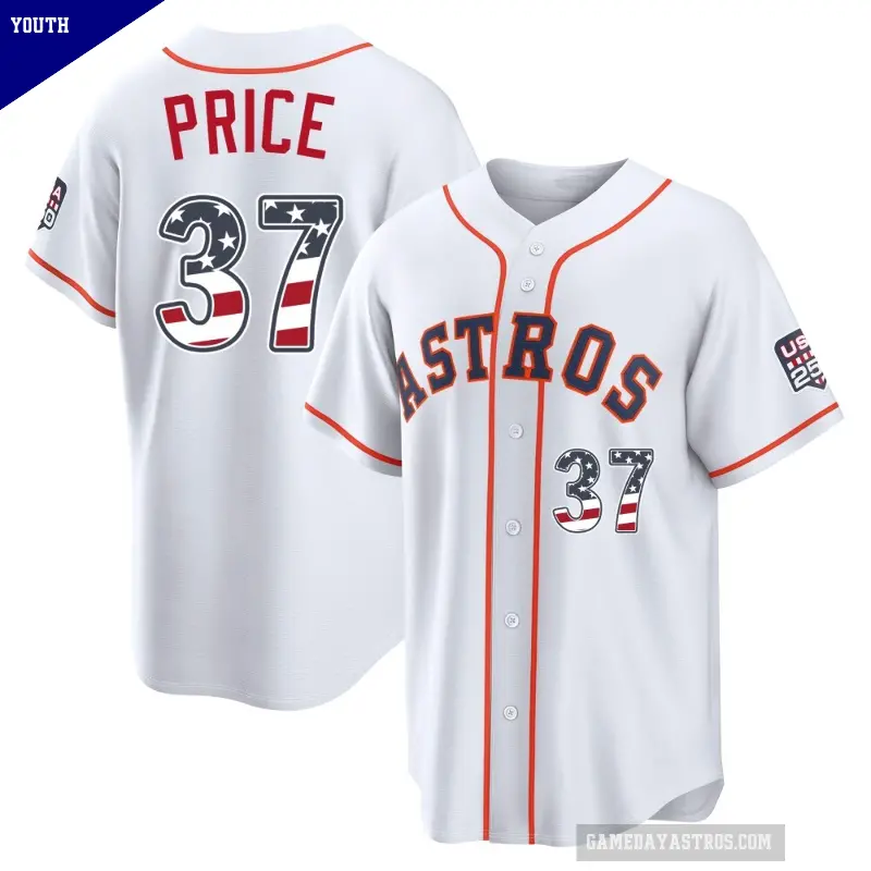 Youth No.37 Collin Price Houston Astros White Limited USA 250 Fourth Of July Home Stadium Jersey
