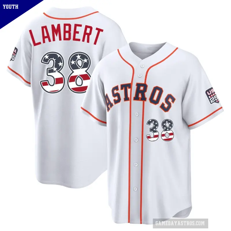 Youth No.38 Peter Lambert Houston Astros White Limited USA 250 Fourth Of July Home Stadium Jersey