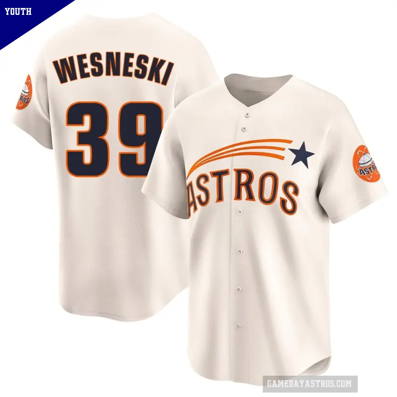 Youth No.39 Hayden Wesneski Houston Astros Cream Limited Throwback Cooperstown Collection Jersey