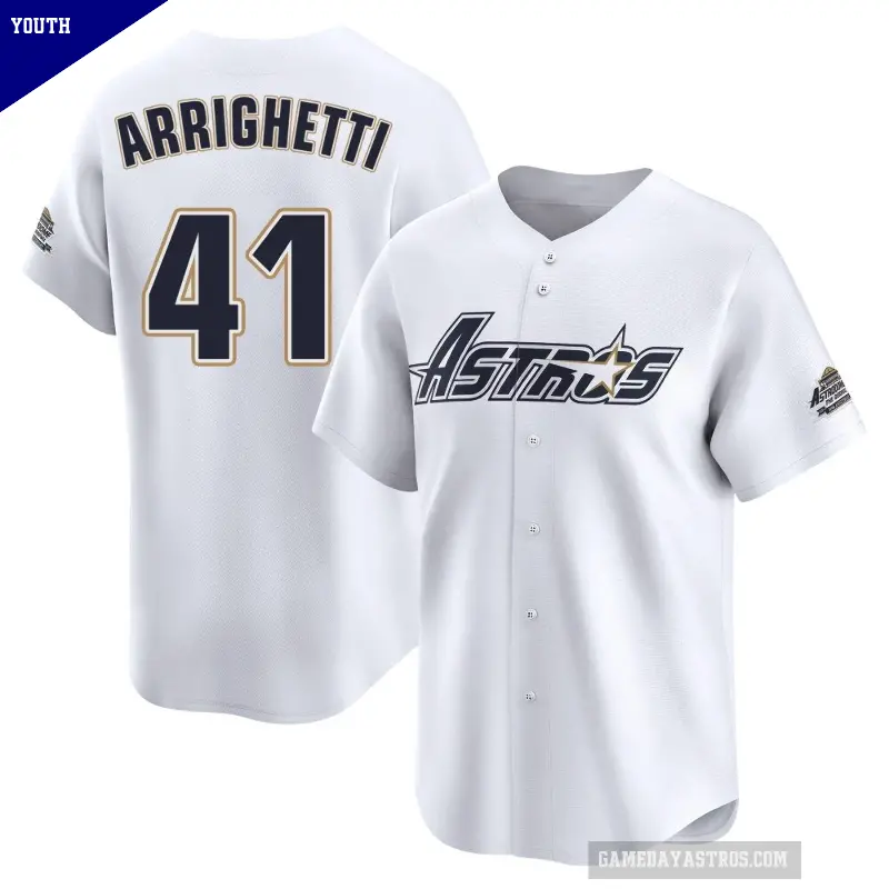 Youth No.41 Spencer Arrighetti Houston Astros White Limited Throwback Cooperstown Collection Jersey