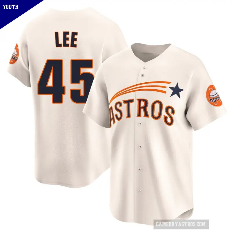 Youth No.45 Carlos Lee Houston Astros Cream Limited Throwback Cooperstown Collection Jersey