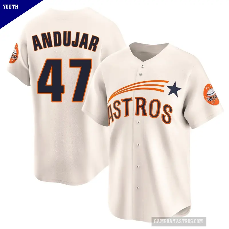 Youth No.47 Joaquin Andujar Houston Astros Cream Limited Throwback Cooperstown Collection Jersey
