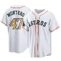 Youth No.47 Rafael Montero Houston Astros Gold Replica White 2023 Collection Jersey