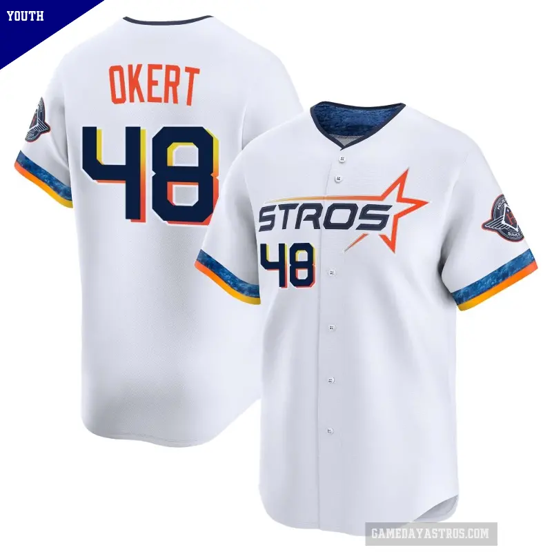 Youth No.48 Steven Okert Houston Astros White Limited 2025 City Connect Jersey