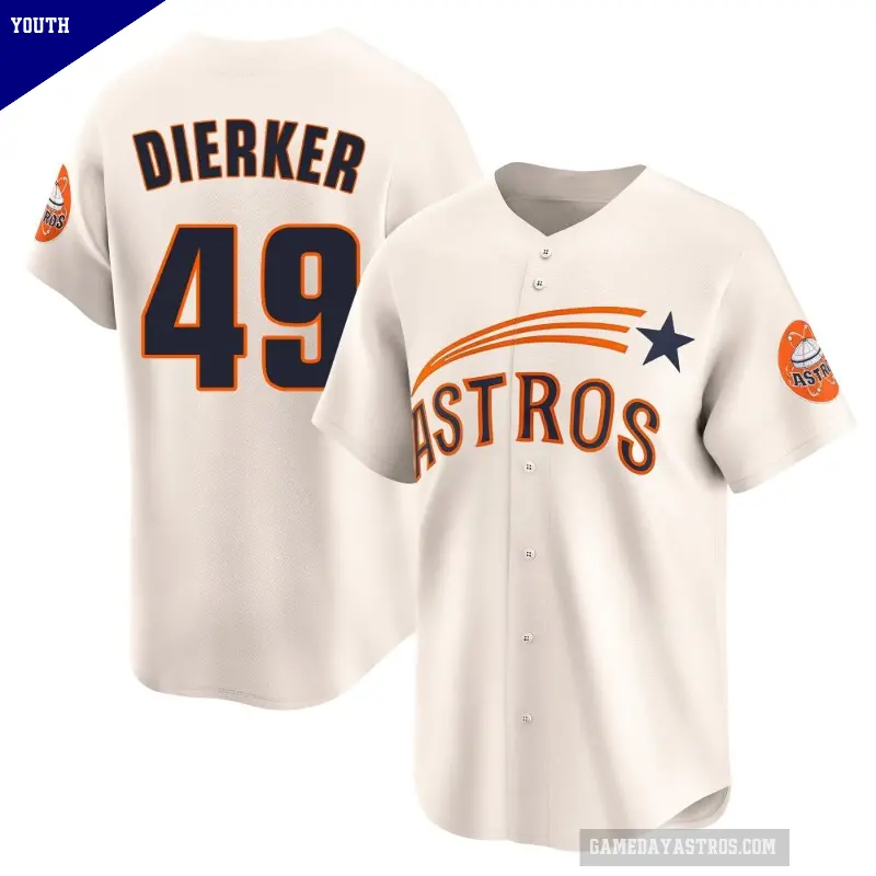 Youth No.49 Larry Dierker Houston Astros Cream Limited Throwback Cooperstown Collection Jersey