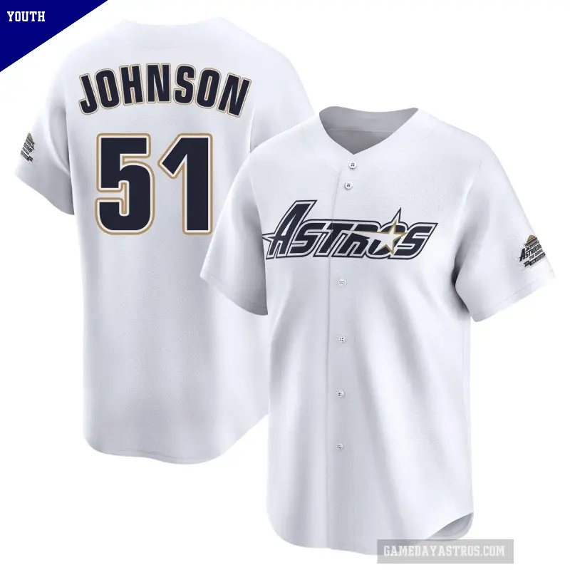 Youth No.51 Randy Johnson Houston Astros White Limited Throwback Cooperstown Collection Jersey