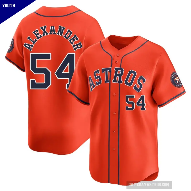 Youth No.54 Jason Alexander Houston Astros Orange Limited Alternate Jersey
