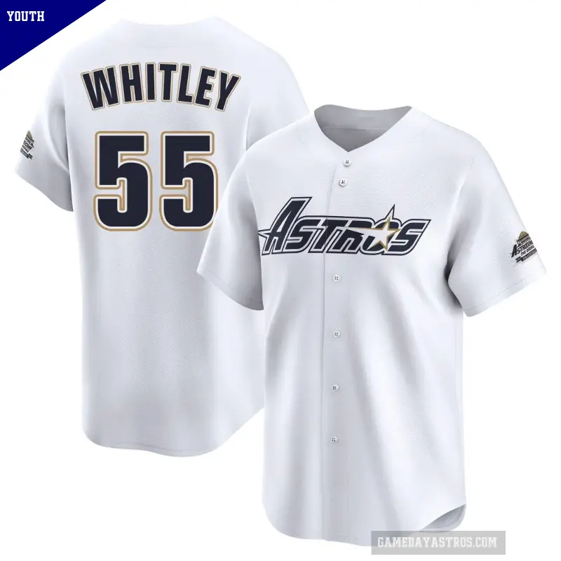 Youth No.55 Forrest Whitley Houston Astros White Limited Throwback Cooperstown Collection Jersey