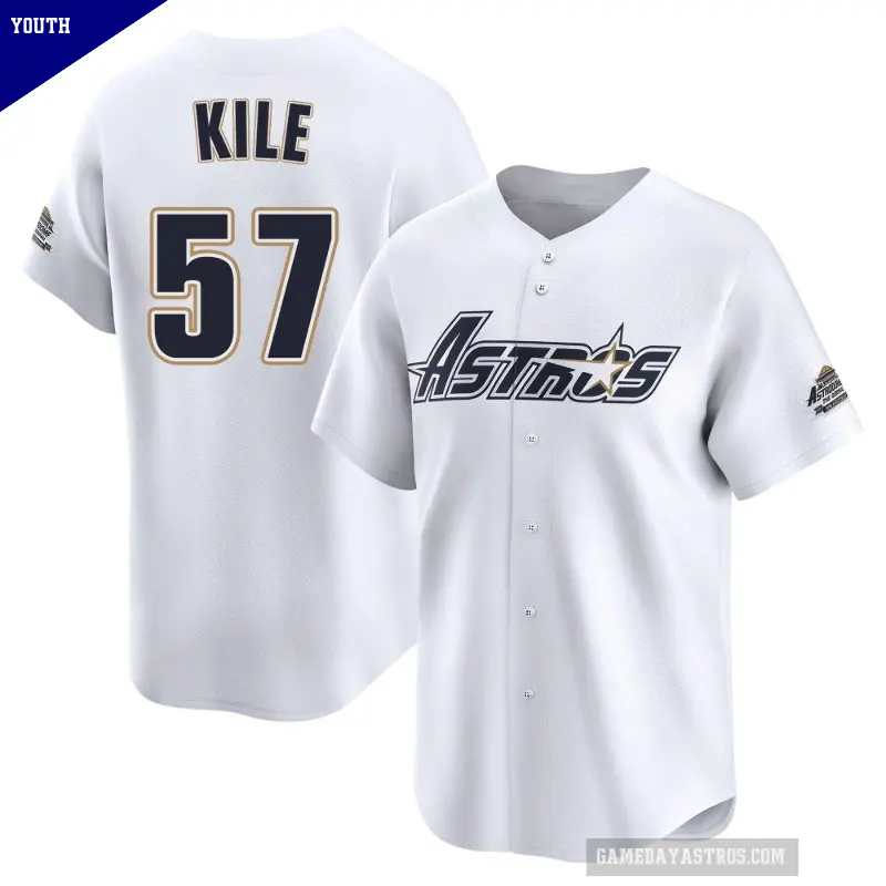 Youth No.57 Darryl Kile Houston Astros White Limited Throwback Cooperstown Collection Jersey
