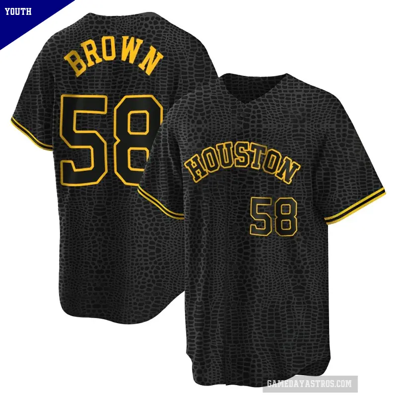 Youth No.58 Hunter Brown Houston Astros Black Replica Snake Skin City Jersey