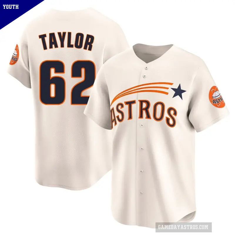 Youth No.62 Blake Taylor Houston Astros Cream Limited Throwback Cooperstown Collection Jersey