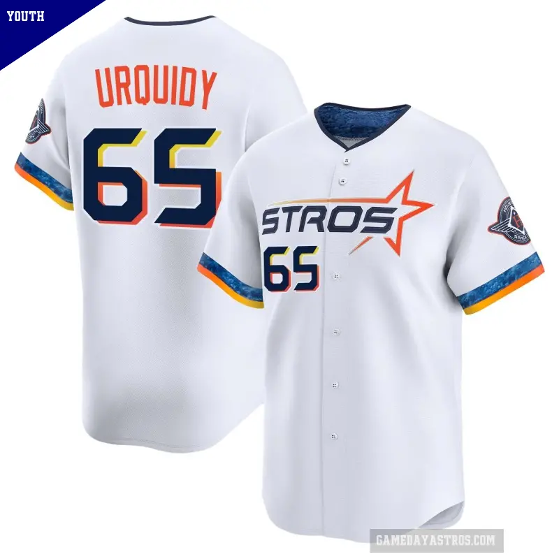 Youth No.65 Jose Urquidy Houston Astros White Limited 2025 City Connect Jersey