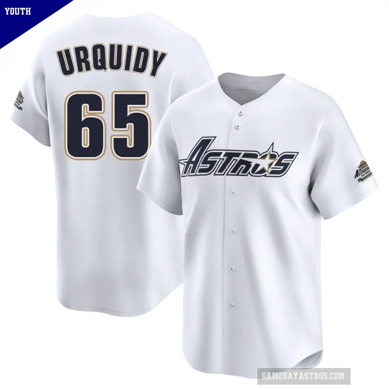Youth No.65 Jose Urquidy Houston Astros White Limited Throwback Cooperstown Collection Jersey
