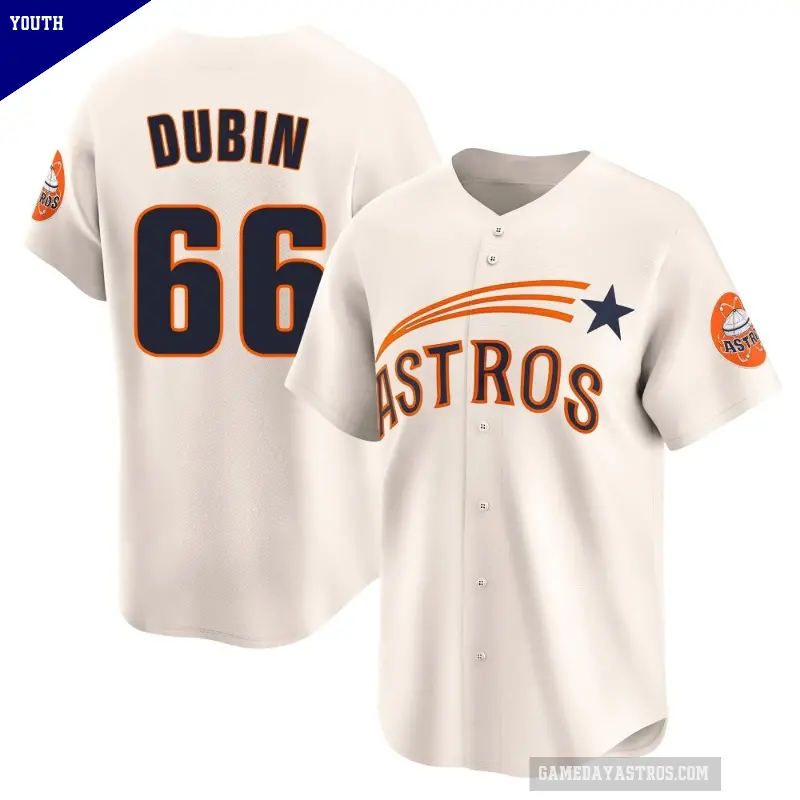 Youth No.66 Shawn Dubin Houston Astros Cream Limited Throwback Cooperstown Collection Jersey