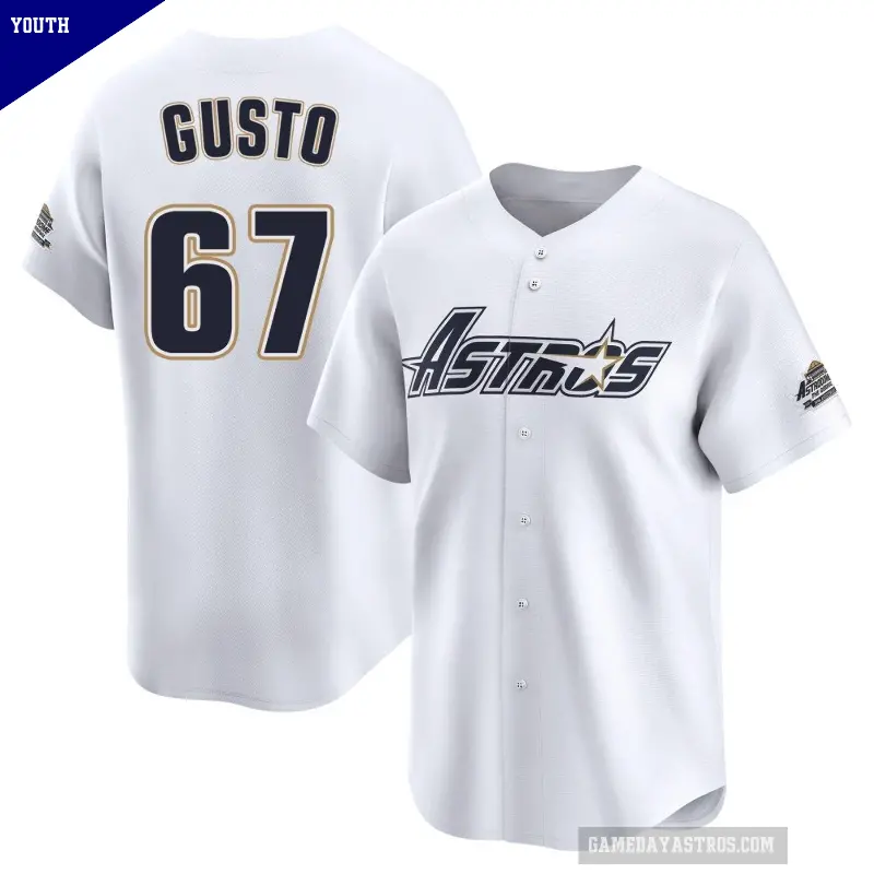 Youth No.67 Ryan Gusto Houston Astros White Limited Throwback Cooperstown Collection Jersey