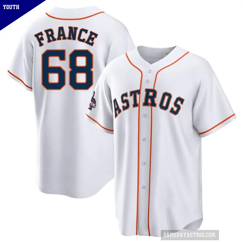 Youth No.68 J.P. France Houston Astros White Replica 2022 World Series Champions Home Jersey