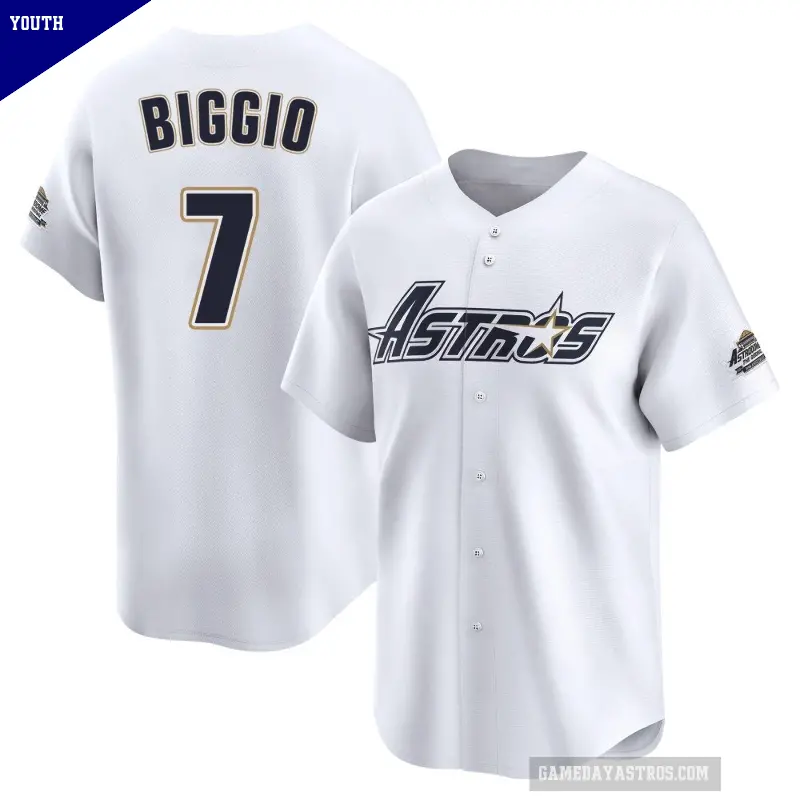 Youth No.7 Craig Biggio Houston Astros White Limited Throwback Cooperstown Collection Jersey