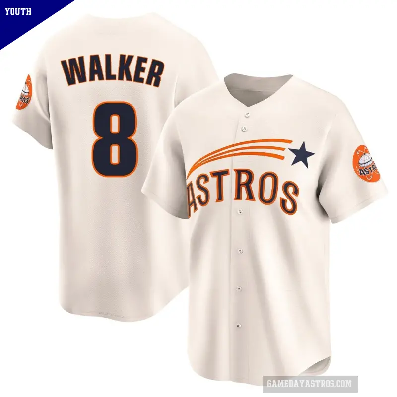Youth No.8 Christian Walker Houston Astros Cream Limited Throwback Cooperstown Collection Jersey