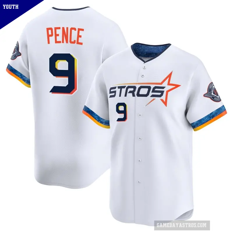 Youth No.9 Hunter Pence Houston Astros White Limited 2025 City Connect Jersey