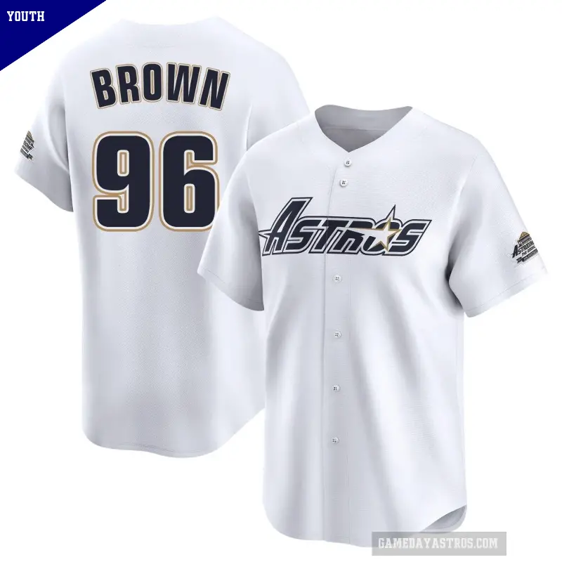 Youth No.96 Aaron Brown Houston Astros White Limited Throwback Cooperstown Collection Jersey